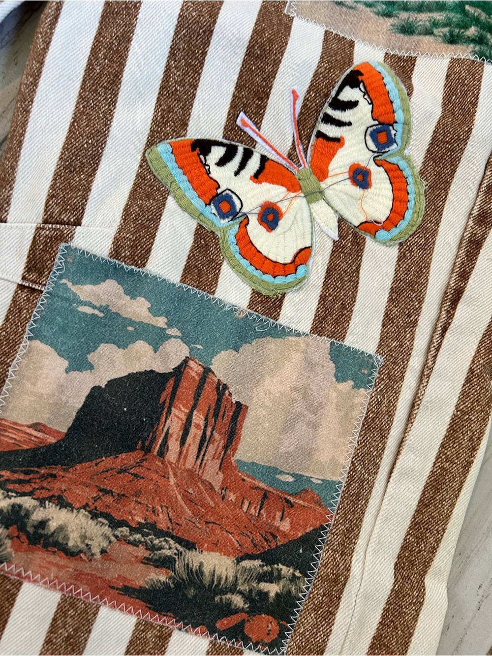 ❌SOLD❌ NWT Free People X Denim And Bone Roadtrip Striped Jeans Size XS (24) - Picture 10 of 16